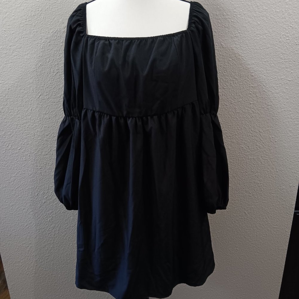 NWT EXLURA Be Yourself Black Mini Dress with Attached Slip Size XXL